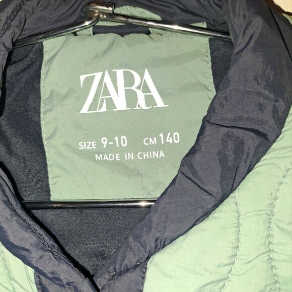 ZARA Kids Soft  Quilted Lightwear Girls Letterman  Jacket‎ Green Sz 9-10 - Picture 5 of 8